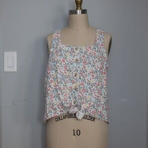 Sonoma White Floral Tank With Tie